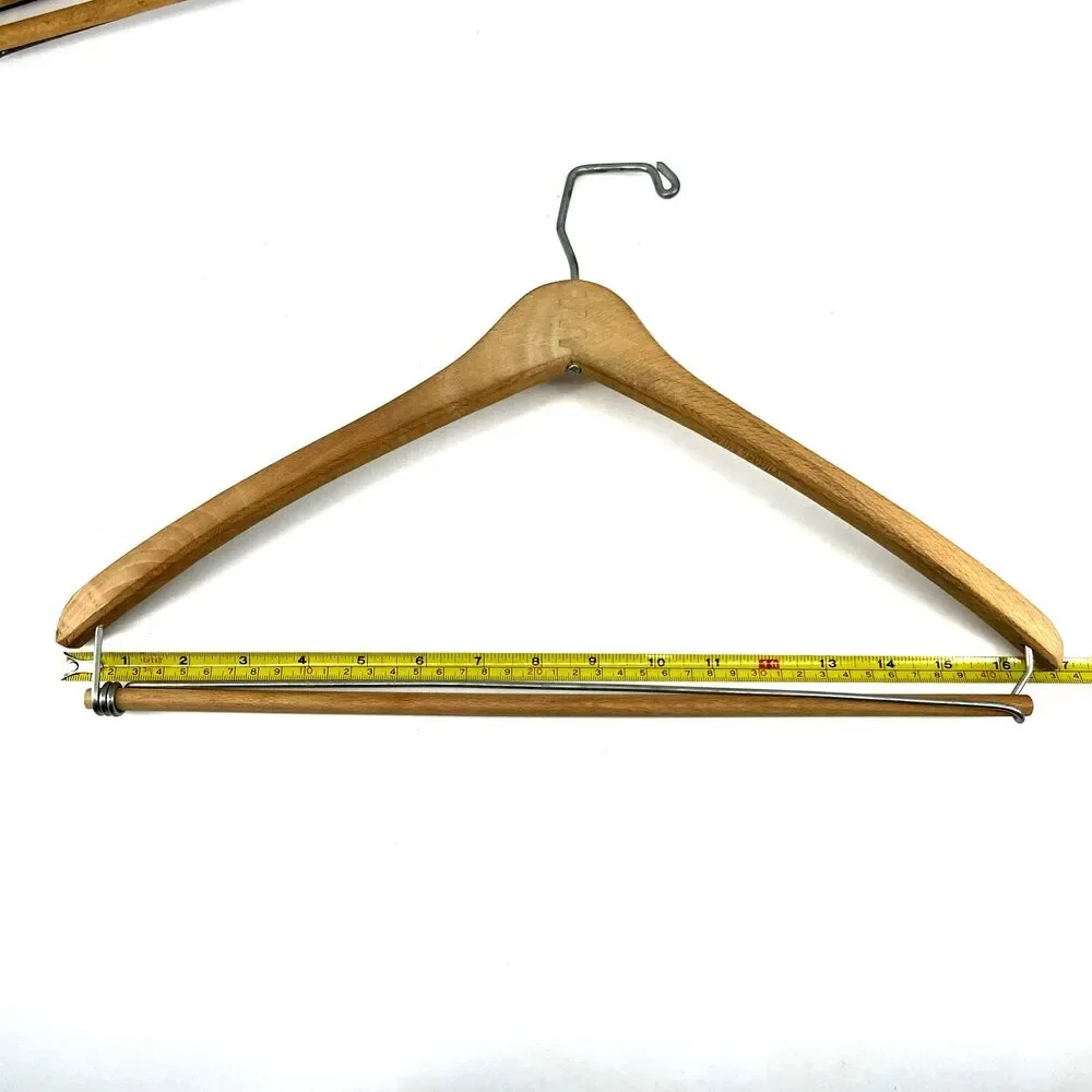 3 Ct VTG WISHBONE Wishbone-Shaped Wood Coat Suit Hangers Locking Pants Bar